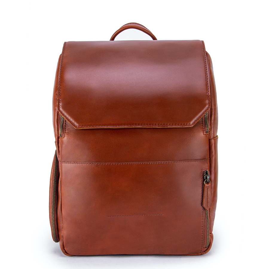 Minimalist Clay Leather Backpack Front